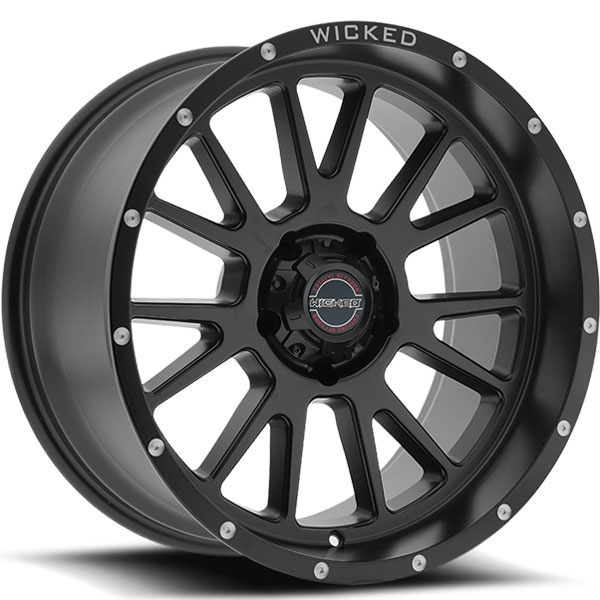 Wicked Offroad W907 Satin Black with Milled Rivets Center Cap