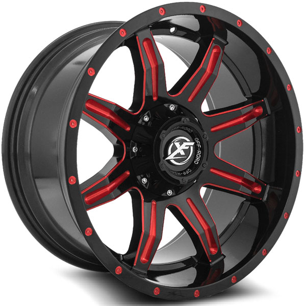 XF Off-Road XF-215 Gloss Black with Red Spokes Center Cap