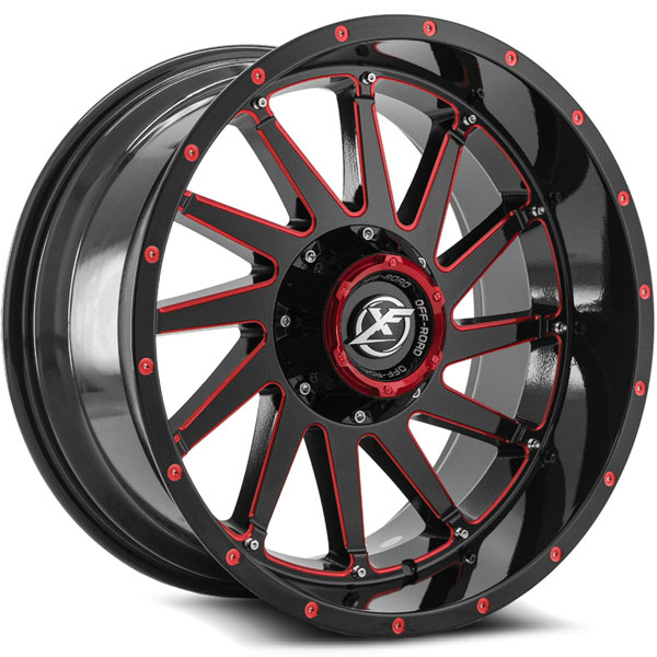 XF Off-Road XF-216 Gloss Black with Red Spokes Center Cap
