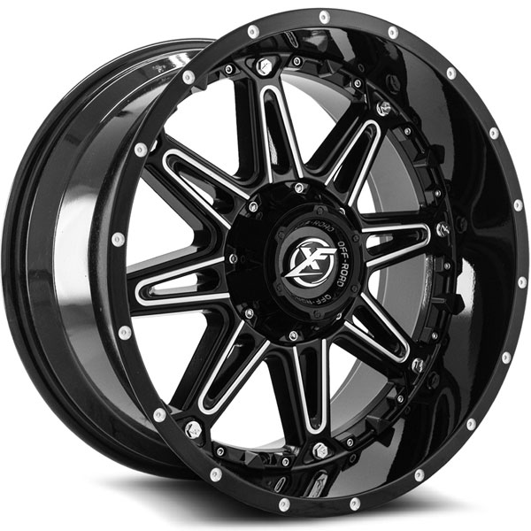 XF Off-Road XF-217 Gloss Black with Milled Spokes Center Cap