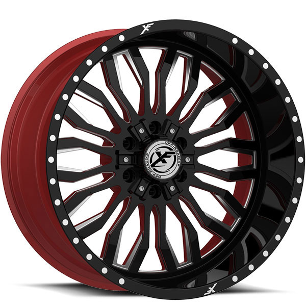 XF Off-Road XFX-305 Gloss Black with Red Milled Spokes and Red Inner Center Cap
