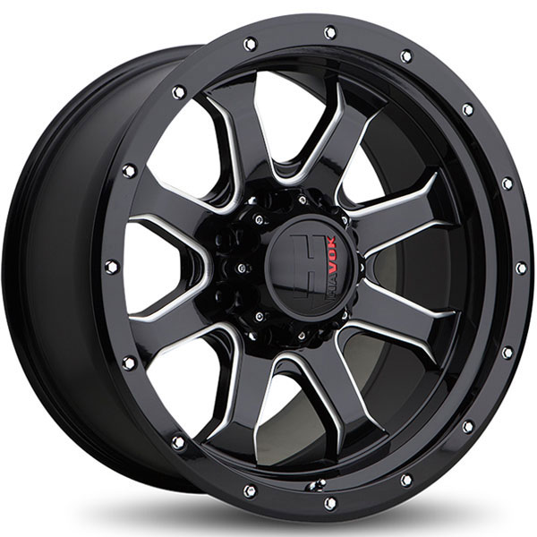 Havok Off-Road H105 Gloss Black with Milled Rivets