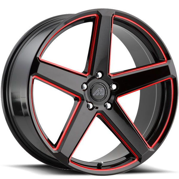 Mach MF15 Gloss Black with Red Milled Spokes