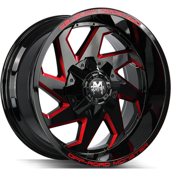 Off-Road Monster M09 Gloss Black with Red Milled Spokes