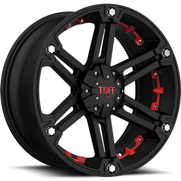 Tuff T01 Flat Black with Red Inserts