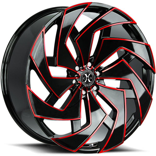 Xcess X04 Gloss Black with Red Milled